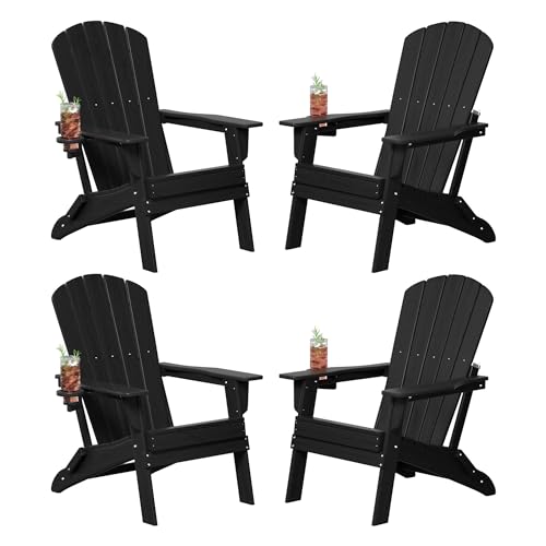 Plawdlik Folding Adirondack Chair Set of 4 Black front view