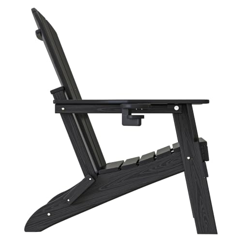 Black Plawdlik Adirondack chair in a poolside setting