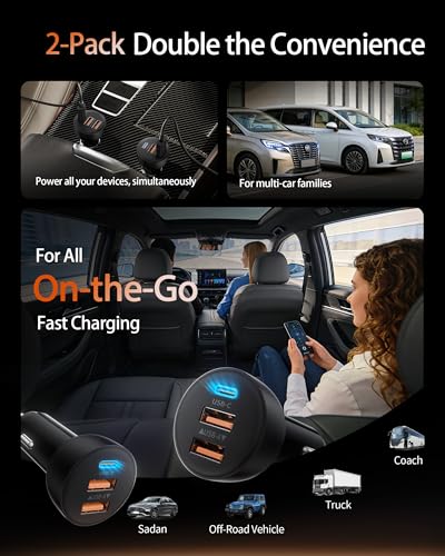 Set of two power-7 car chargers in black