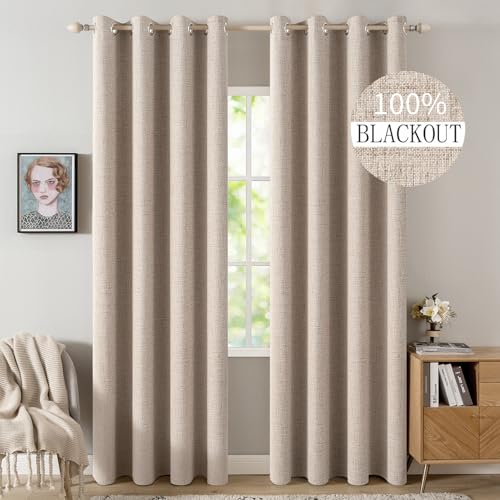 MIULEE 100% Blackout Linen Curtains
