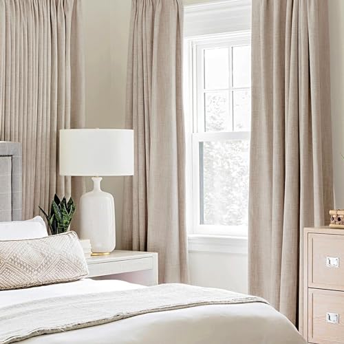 MIULEE faux linen blackout curtains beige