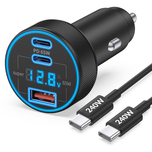 JUNVANG 130W 3-Port USB C Car Charger front view