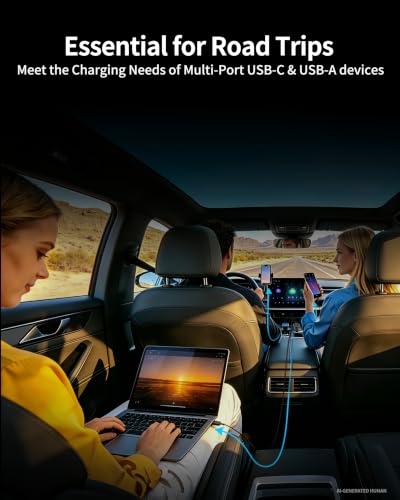 Side view of black JUNVANG USB car adapter