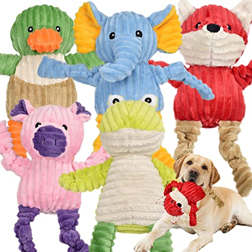 LECHONG 5 Pack Stuffed Squeaky Dog Toys set