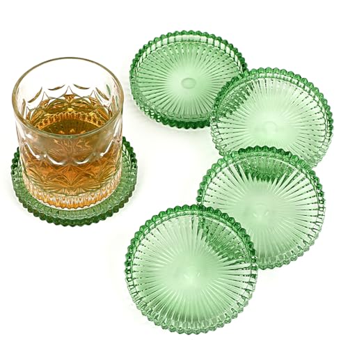 OGANAZI Modern Clear Green Coaster set of 5
