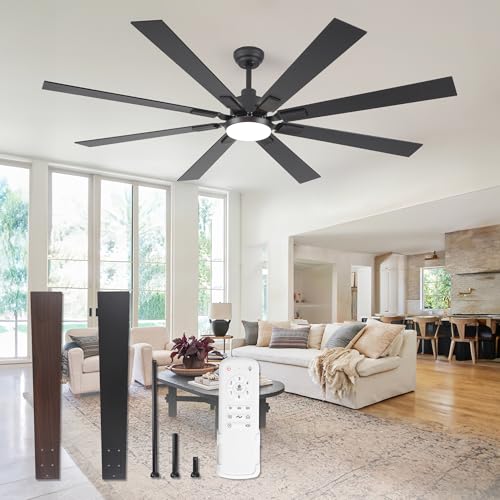 ZMISHIBO 72 Inch Ceiling Fan with black and walnut blades
