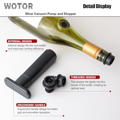 WOTOR pump sealing an open wine bottle