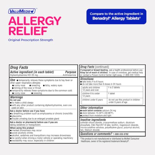 ValuMeds allergy relief bottle cap and seal