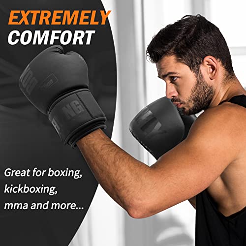 FIVING 12oz Black gloves natural grip design