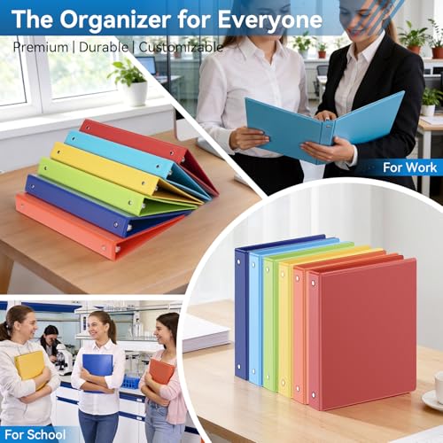 Stack of 6 rainbow color binders