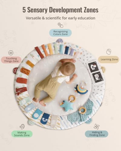 Infant playing on Blissful Diary Boho Rainbow mat