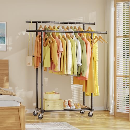 HYSEYY clothes rack in a bedroom setting