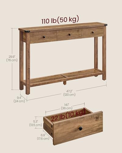 Console table with open storage shelf