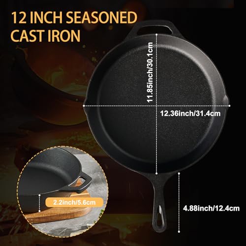 Pre-seasoned black iron skillet surface texture