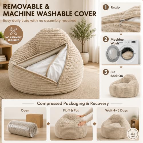 Bean bag chair in a cozy living room setting