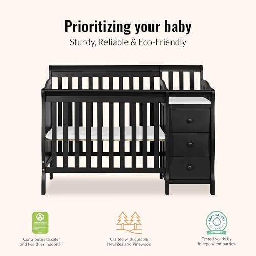 Side profile of Jayden convertible mini crib