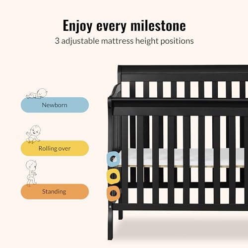 Adjustable mattress height settings on crib