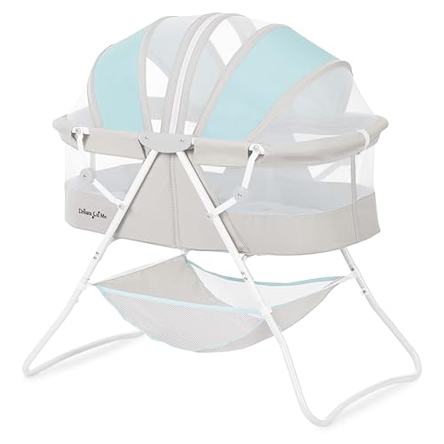 Dream On Me Karley Bassinet Blue/Grey full view