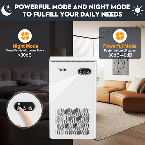 ToLife dehumidifier showing ambient light color options