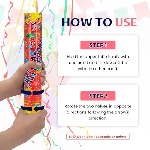 FIEKEICC Confetti Cannon 12Inch Multicolor streamer poppers lineup