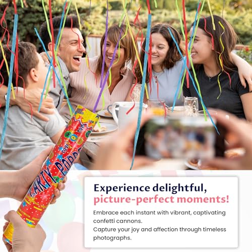 FIEKEICC Confetti Cannon 12Inch Multicolor 12-pack box