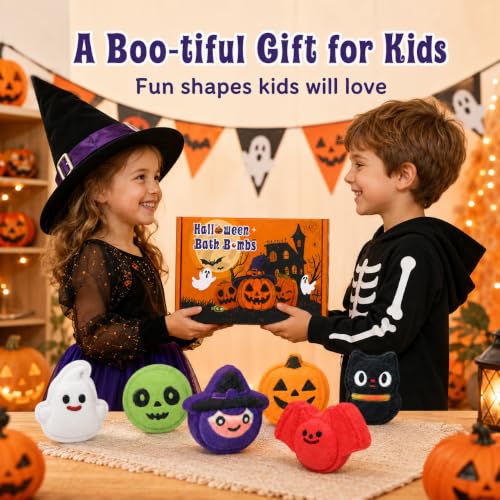 Ghost and witch themed fizzing bath bombs