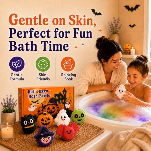 Bat and black cat bath bombs for kids