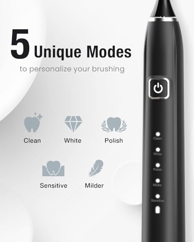 Sonic electric toothbrush showing 5 modes