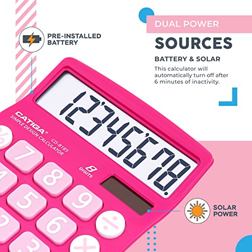 Close up of large buttons on CATIGA pink calculator