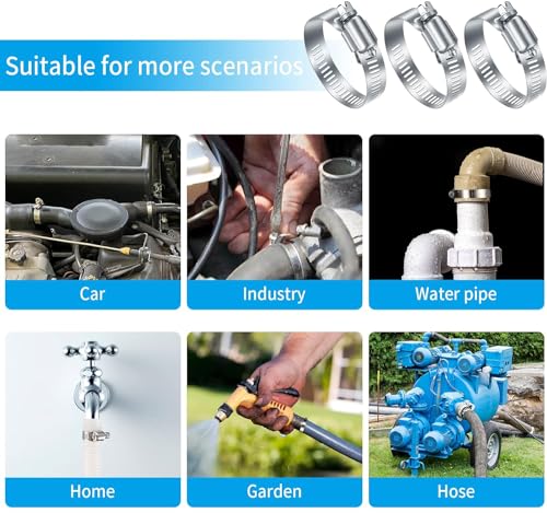 MUZHUPGUZ 20Pcs Adjustable Stainless Steel Hose Clamps Assortment Kit complete set