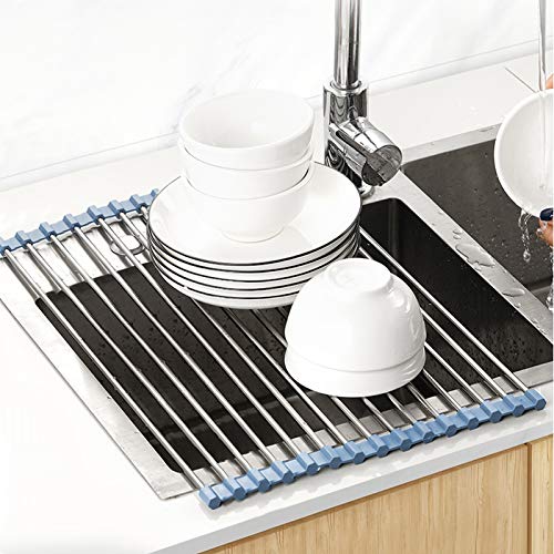 Gray stainless steel over the sink drying rack