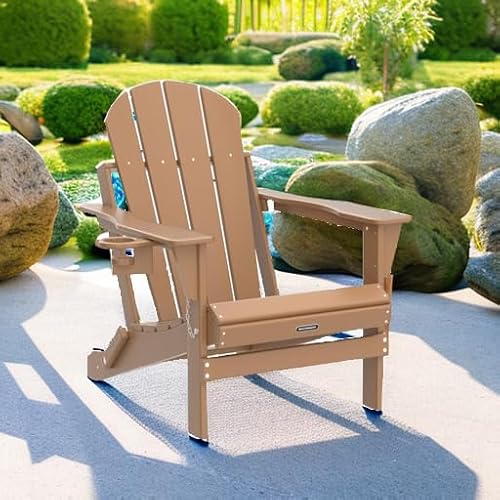Teak finish detail on HDPE plastic chair