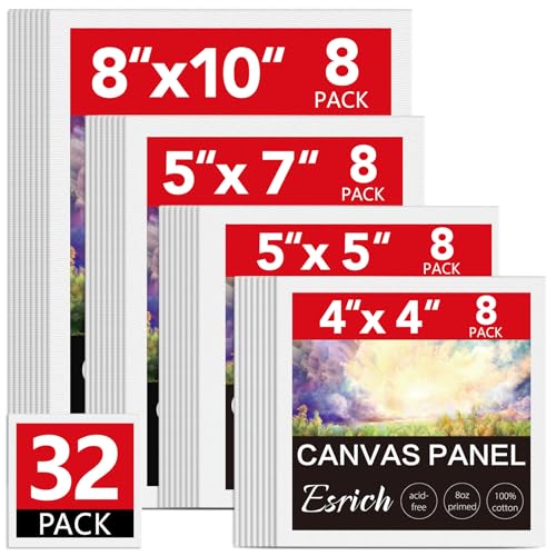 ESRICH 32 Pack Multi-Size Canvas Boards set