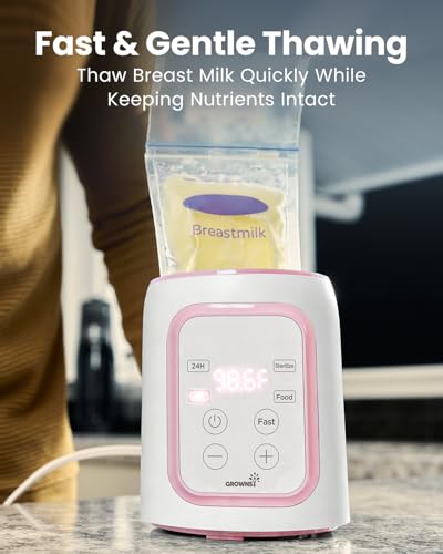 Grownsy bottle warmer heating a baby bottle
