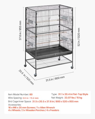 Storage shelf on VEVOR bird cage stand