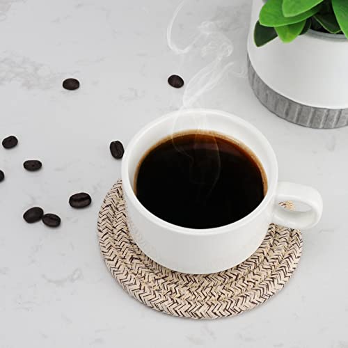 Set of 8 ABenkle coasters arranged in their metal storage holder