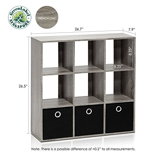 Furinno 9 Cube Organizer staged in a modern living room