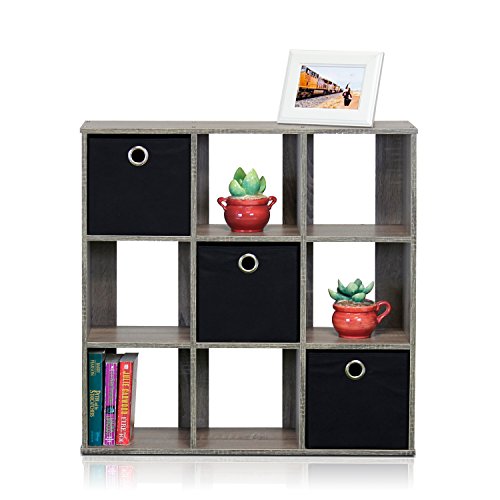 Top surface and cubby layout of the Furinno storage unit