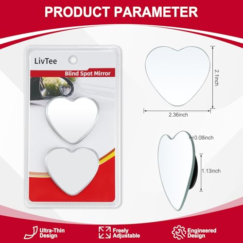 Two heart shaped blind spot mirrors in a pack