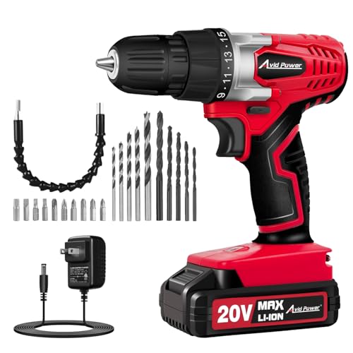 AVID POWER 20V Cordless Drill Set in red