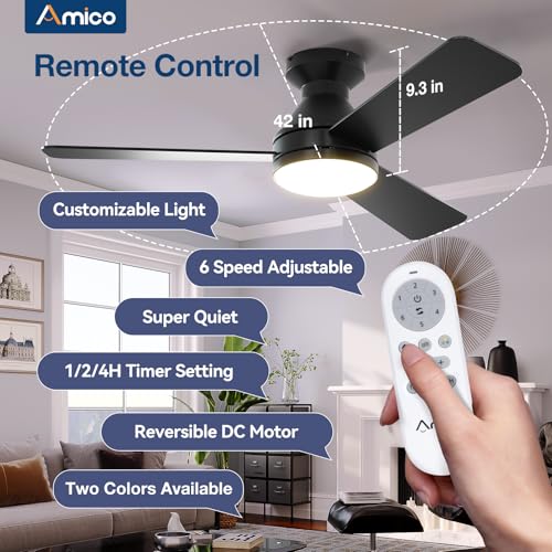 Amico ceiling fan showing walnut blade side