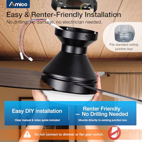 Amico fan installed on a covered patio