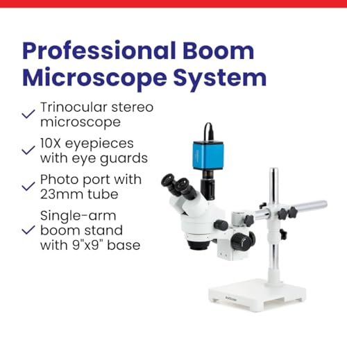 Professional trinocular microscope in white