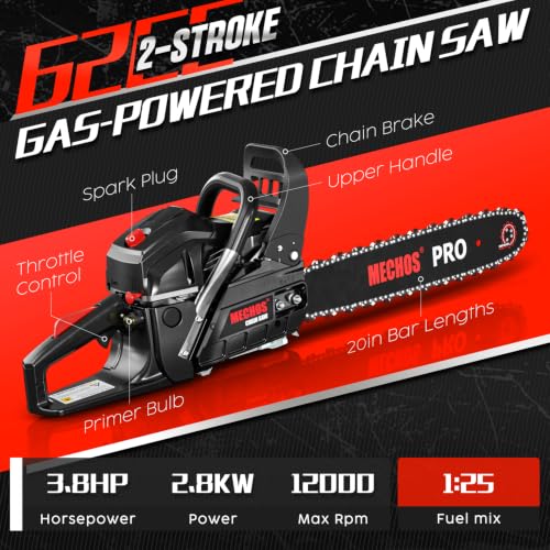 Baococo 62cc Chainsaw showing 20 inch bar