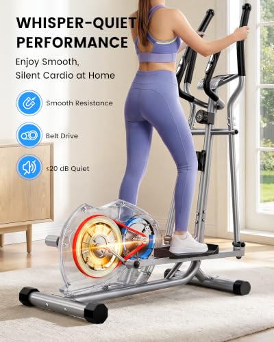 Elliptical machine with magnetic flywheel