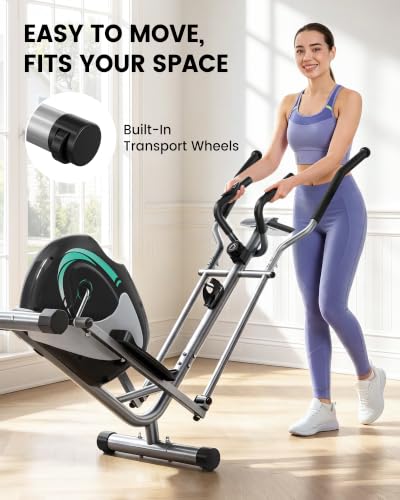 Elliptical trainer with transport wheels