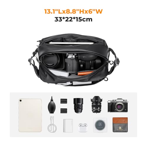 K&F CONCEPT All Black camera bag side profile