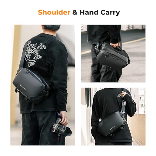 Model wearing K&F CONCEPT 6L camera sling bag
