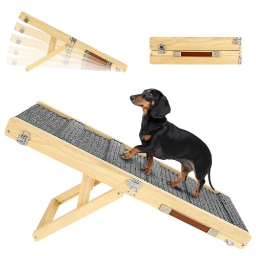 Pawaboo 2026 Upgraded Small Dog Ramp in A-wood color
