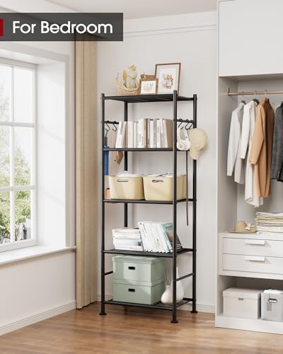 Sakugi 5-Tier Storage Rack side view with hooks